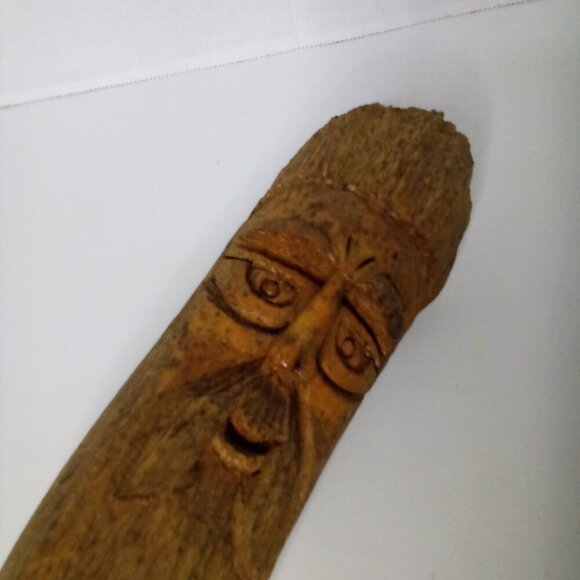 Vintage Rustic Hand Carved Wooden Old Man Face Hanging Figure 10.5" - Picture 4 of 15